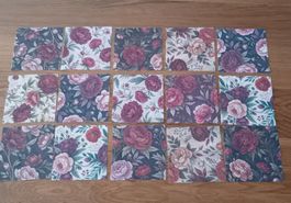 Stoffquadrate mit Blumenmuster 18 Stück, neuwertig