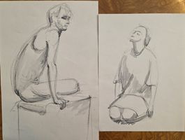 2 lavis un homme et une femme non signés