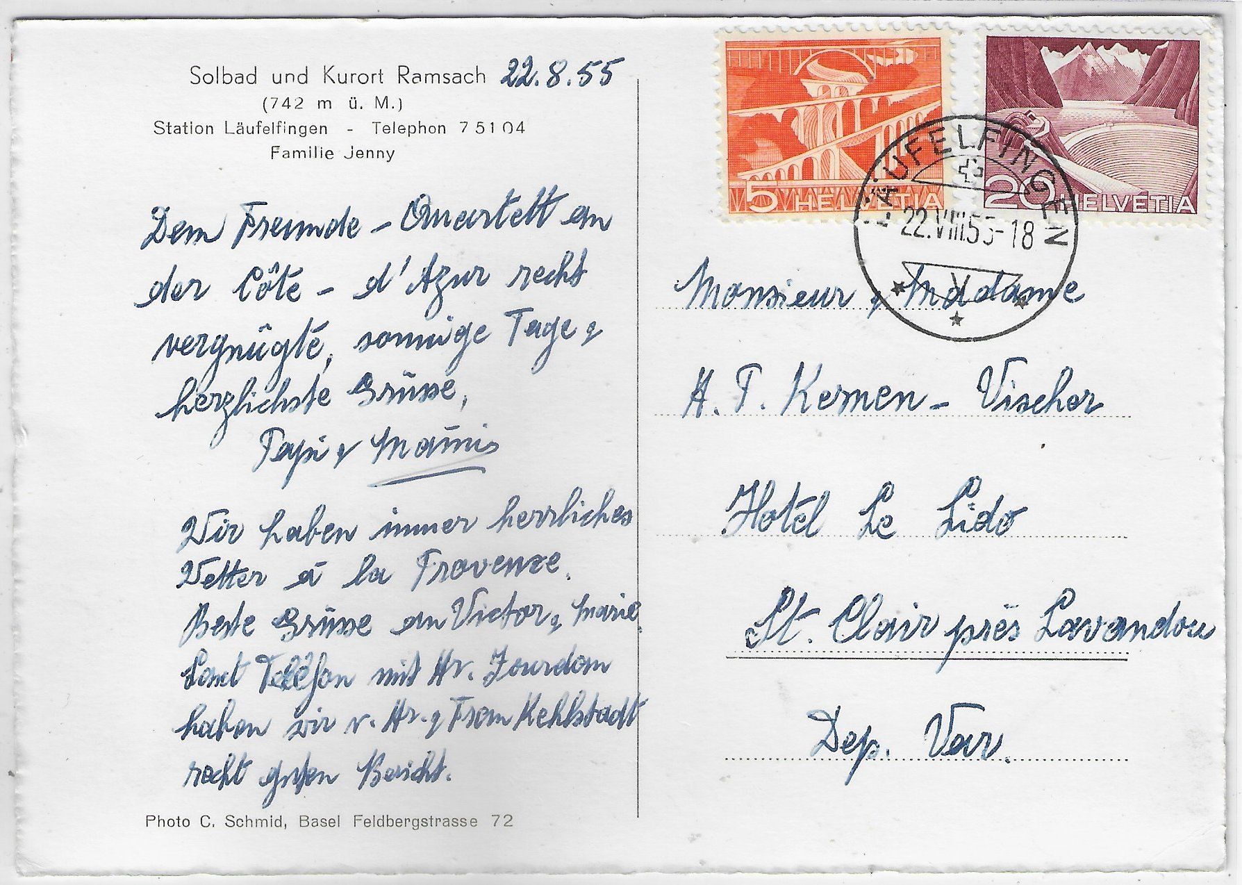 Cartoline postali: Solbad und Kurort Ramsach - Station Läufelfingen – Usato da Ettingen venduto da Kartenplanet 1