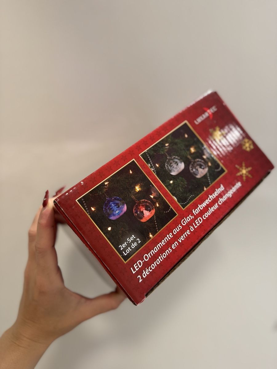 Alle Dekorationen: 2er-Set LED-Ornamente Glas farbwechselnd neu – Neu und originalverpackt aus Cham von VStore 7
