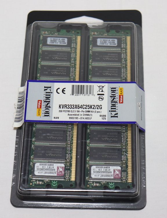 Kingston DDR 2GB Kit (2x1GB) KVR333X64C25K2/2G PC2700 (Gebraucht) in ...