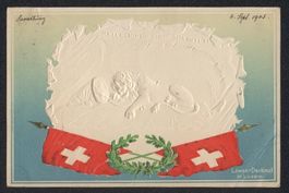 Litho Luzern, Löwen-Denkmal, Kranz mit 