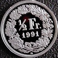 50 Rappen 1991 pp / aus Münzsatz / in einer Münzkapsel