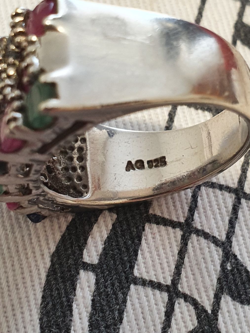 Ringe: Opulenter Designer 925er Silber, Smaragd, Rubin, Saphir Ring – Gebraucht aus Wohlen AG von palmsprings 9