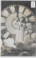 2 kleine Engel mit Uhr - Glückwunsch zum neuen Jahre