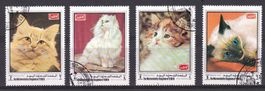 Série 4 timbres "chats"  - YEMEN -  1970 - obl.