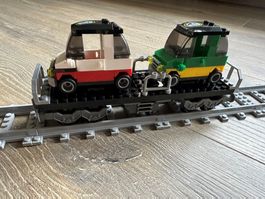 Güterwagen für Autotransport Klemmbaustein-Eisenbahn / Zug