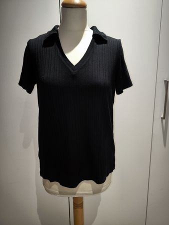 Damen Polo-Shirt Tom Tailor  💙 gerippt schwarz Grösse M