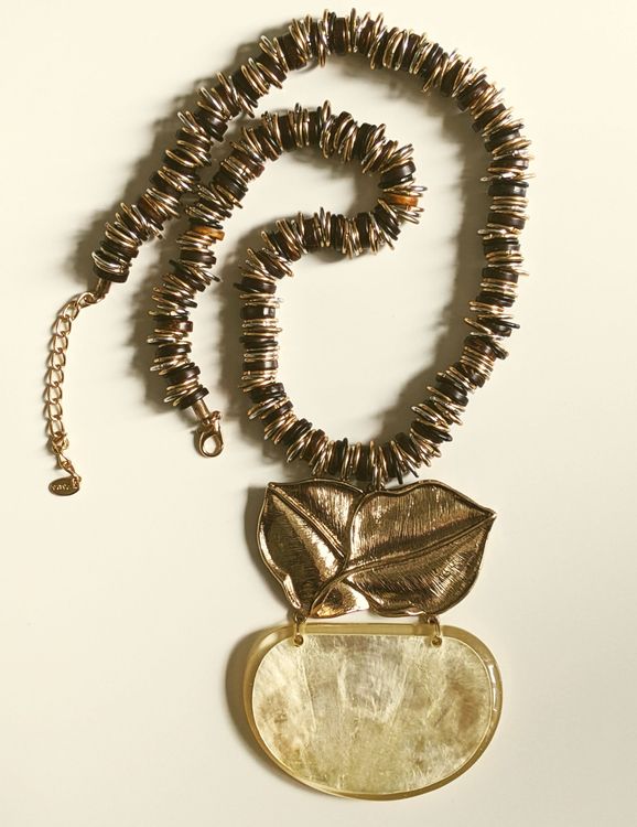 Collier Pendentif En Nacre Gas Bijoux - Style Bohème Marron - Occasion