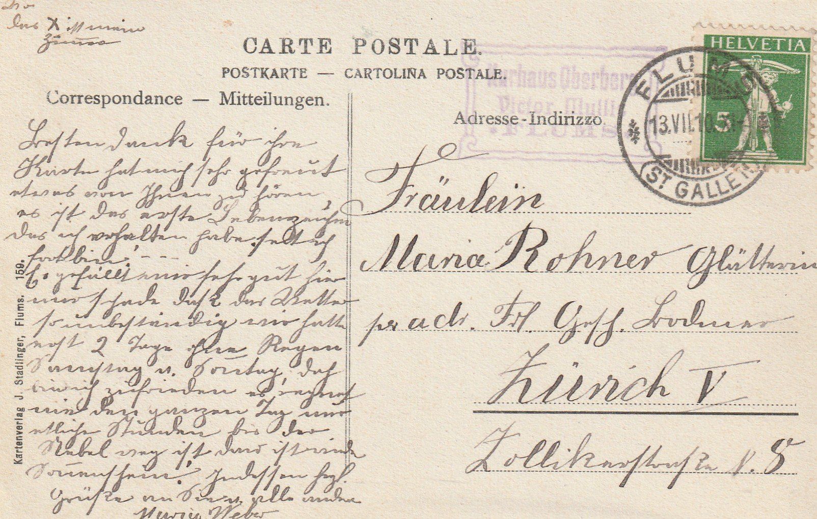 Cartoline postali: Flums Alpenkurhaus Oberberg – Usato da Rorschacherberg venduto da fratovi2 1