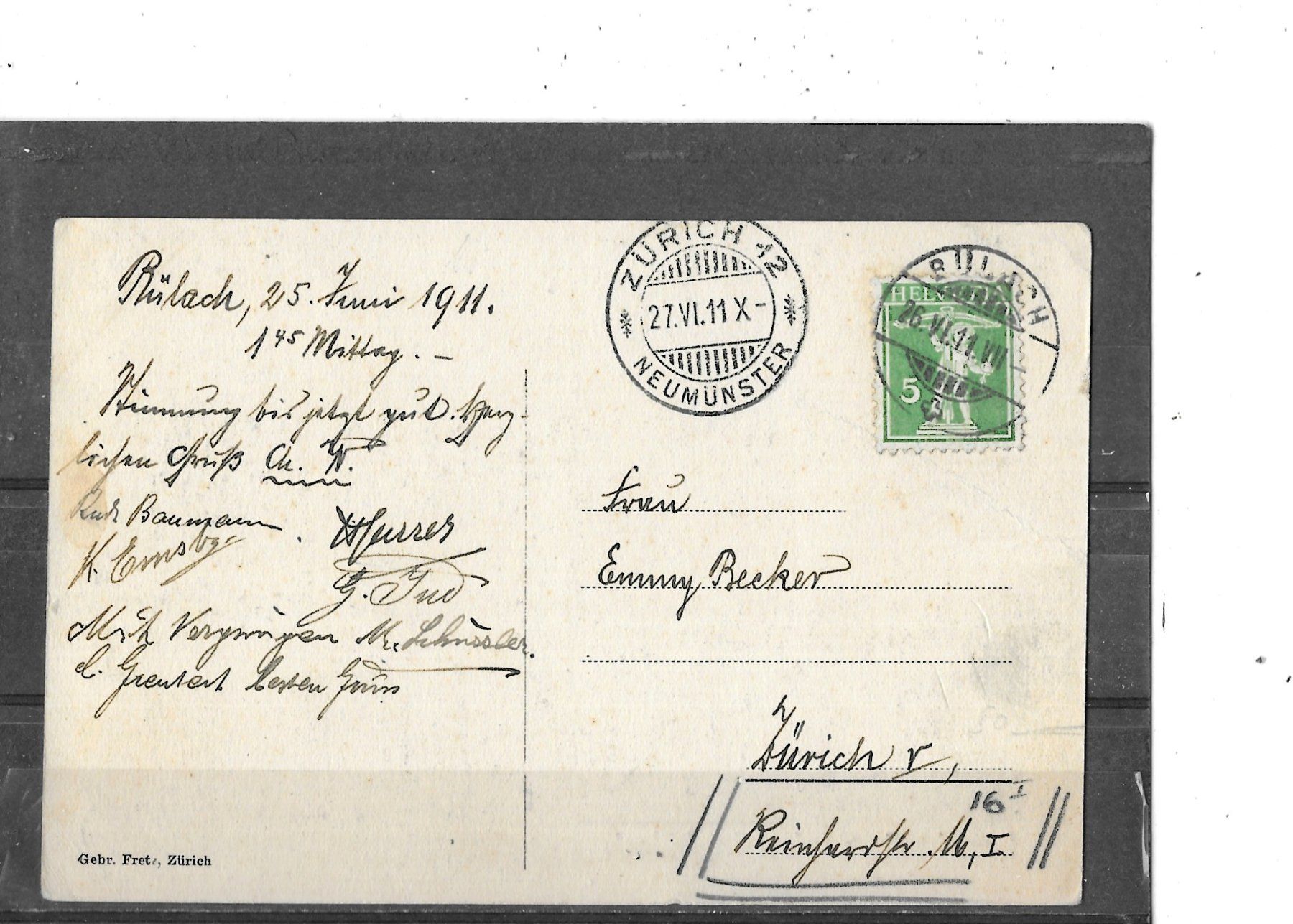 Cartoline postali: ZH Bülach 1911 Bezirks-Gesangsfest – Usato da Schocherswil venduto da Wilare 1
