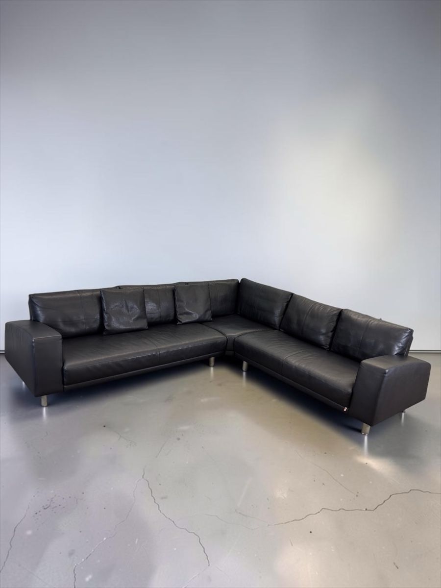 Sofas: Ecksofa Dreipunkt aus schwarzem Nappaleder – D'occasion à Fehraltorf par Sofalab.swiss 2