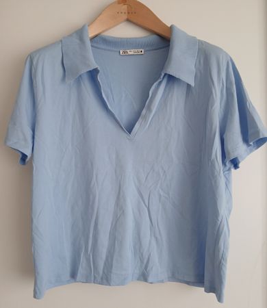 Zara Polo Shirt Sky Blue Size XL