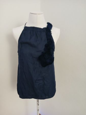 Sommertop Neckholder Dunkelblau Gr. S Fransen Bommel