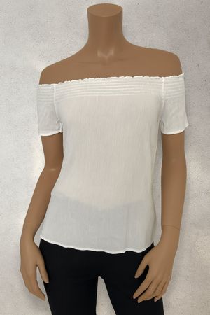 Weisses Off-Shoulder Damen-Shirt - Gr. 34