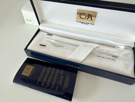 CARAN D'ACHE Ecridor Maya “R.M.”, Stylo-bille plaqué argent