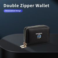 Volvo Logo Kartenetui Leder Schwarz & Rosa Reißverschluss