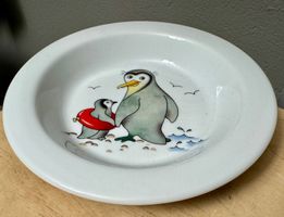 Kinderteller Langenthal Porzellan Pinguin vintage