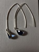 Boucles d’oreilles argent avec cabochon en verre saphir