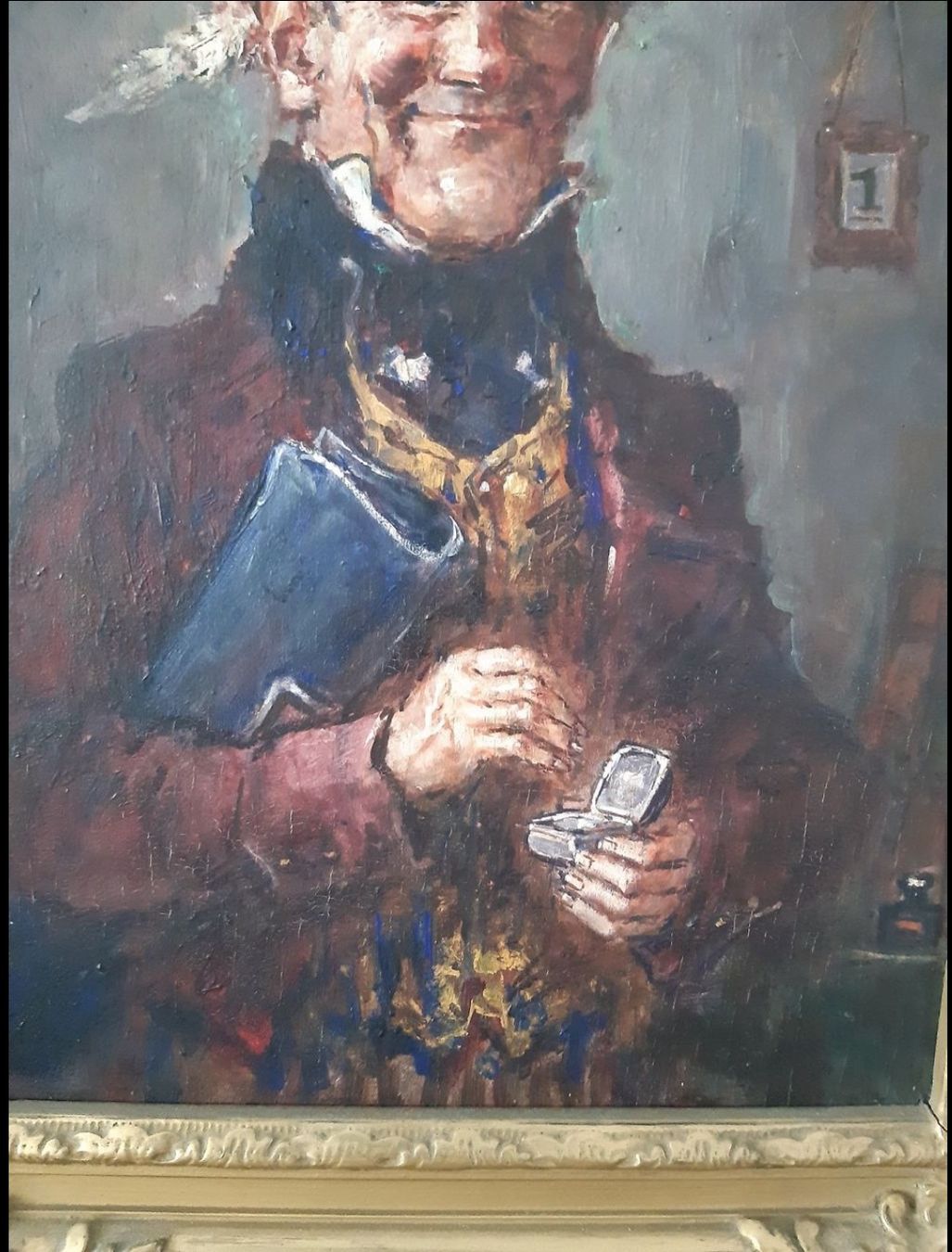 Dipinti: antikes Ölgemälde "Der Aktuar" Rudolf Wolf – Usato da Basel venduto da PAUL_ART 4