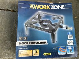 WORKZONE Hockerkocher neu Gaskocher mit Schlauch 50 mbar