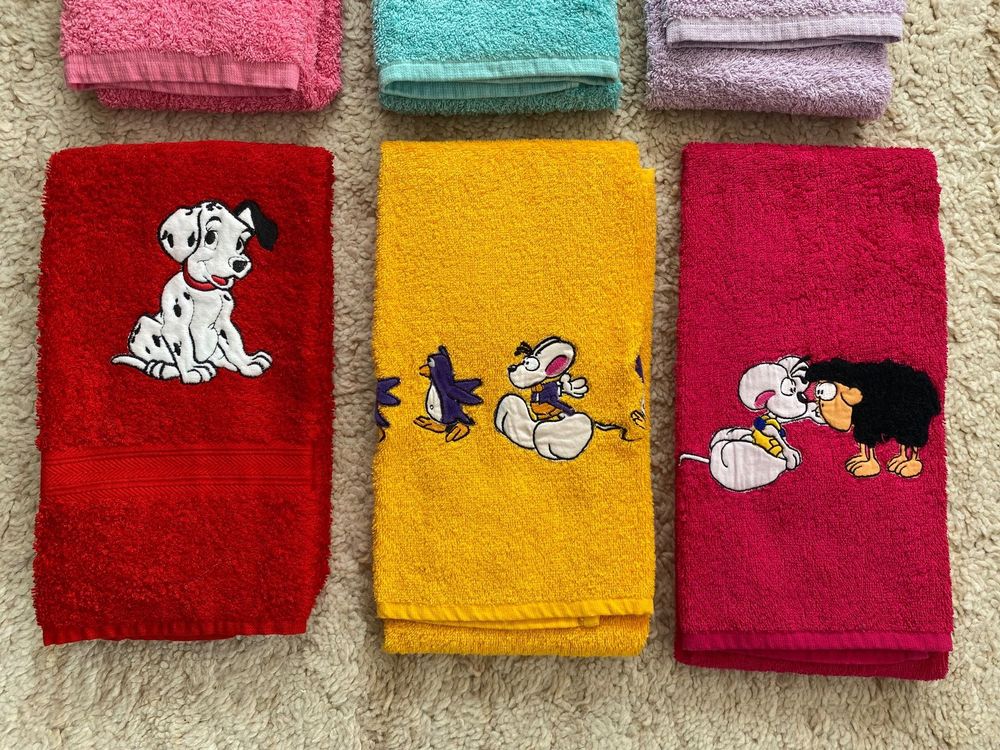 6 x FrotteeHandtücher für Kinder mit lustigen Motiven NEU ! Kaufen
