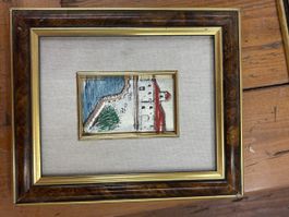 Tableau ancien encadré, peinture originale, parfait état