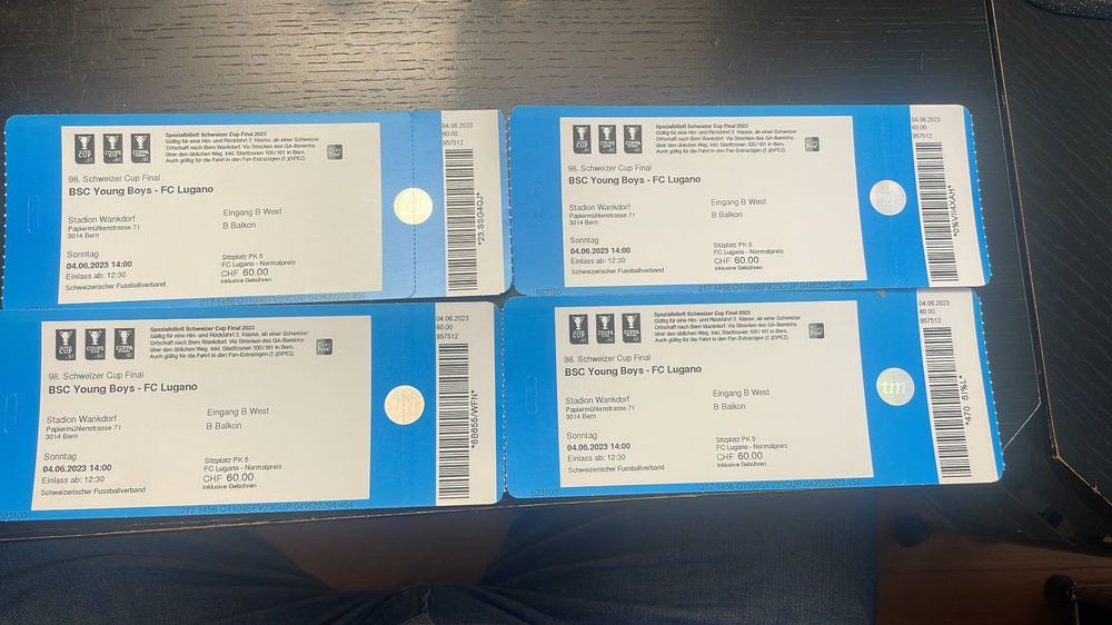 FussballCUPFinal 4 Ticket's YB vs. Lugano vom 4.6.2023 Kaufen auf