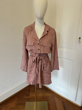 Zara belted pink utility mini dress size M