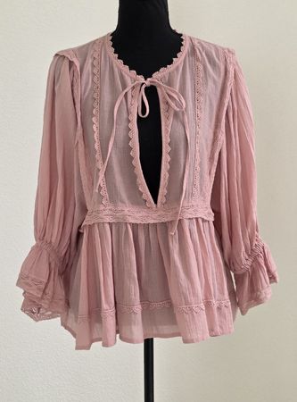 Damen Bluse Divided H&M rosa Spitze neu Grösse L mit Etikett