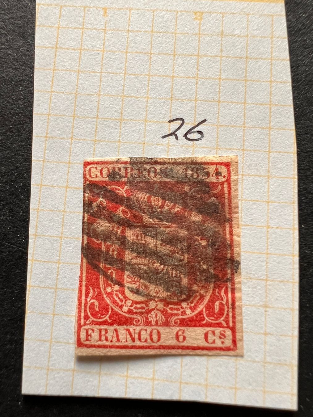 Tutti i francobolli: Spanien Mi. No. 26    1854   gest. (2271) – Usato da Hinwil venduto da Sidi4