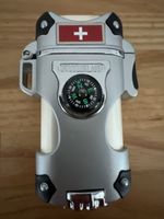 Feuerzeug mit Kompass Switzerland Design silberfarbig