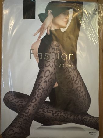 Neue Damen Strumpfhose Leopard schwarz Gr. M 20 DEN