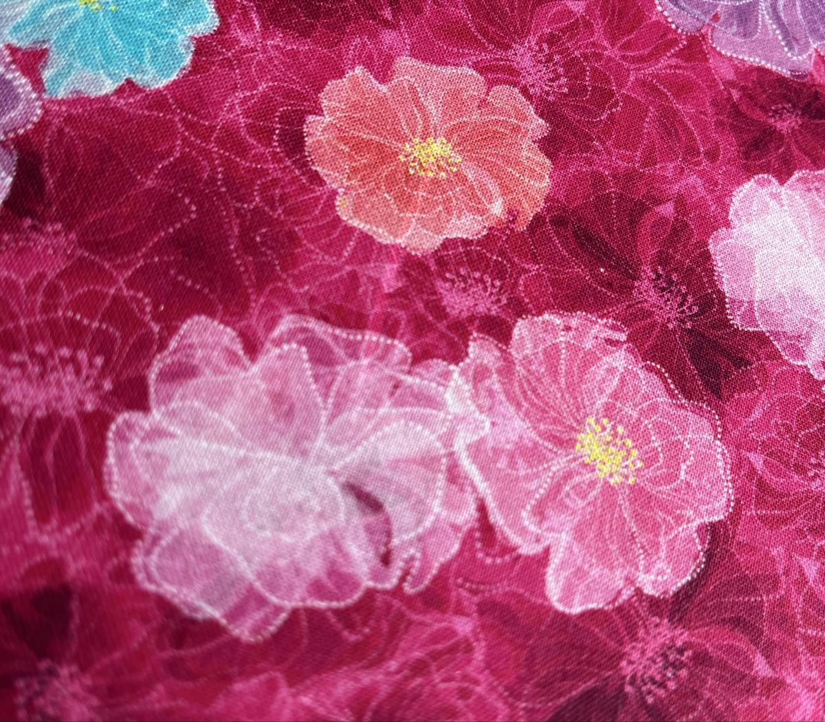 Stoffe: Patchworkstoff bunte Blumen auf pink – Neu (gemäss Beschreibung) aus Seuzach von KreativmitStoff 5