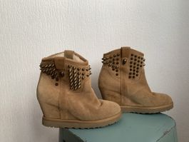 Bottines ASH 💥compensées daim taupe cloutées - 38.5
