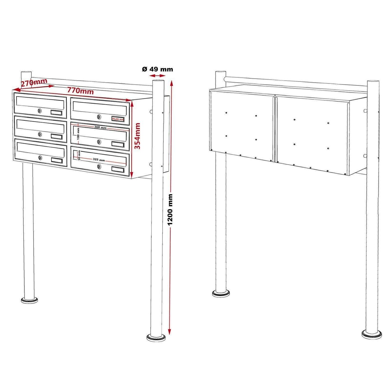 Sonstiges für Haushalt & Wohnen: WilTec 6er Briefkastenanlage 2x3 – Neu und originalverpackt aus Bottighofen von zaap 3