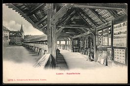 Luzern, Kapellbrücke mit AK-Verkauf Sta