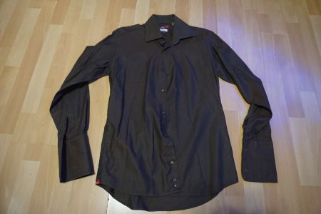 Herren Hemd Slim Fit, Dunkelbraun, Gr. 40/  15  3/4