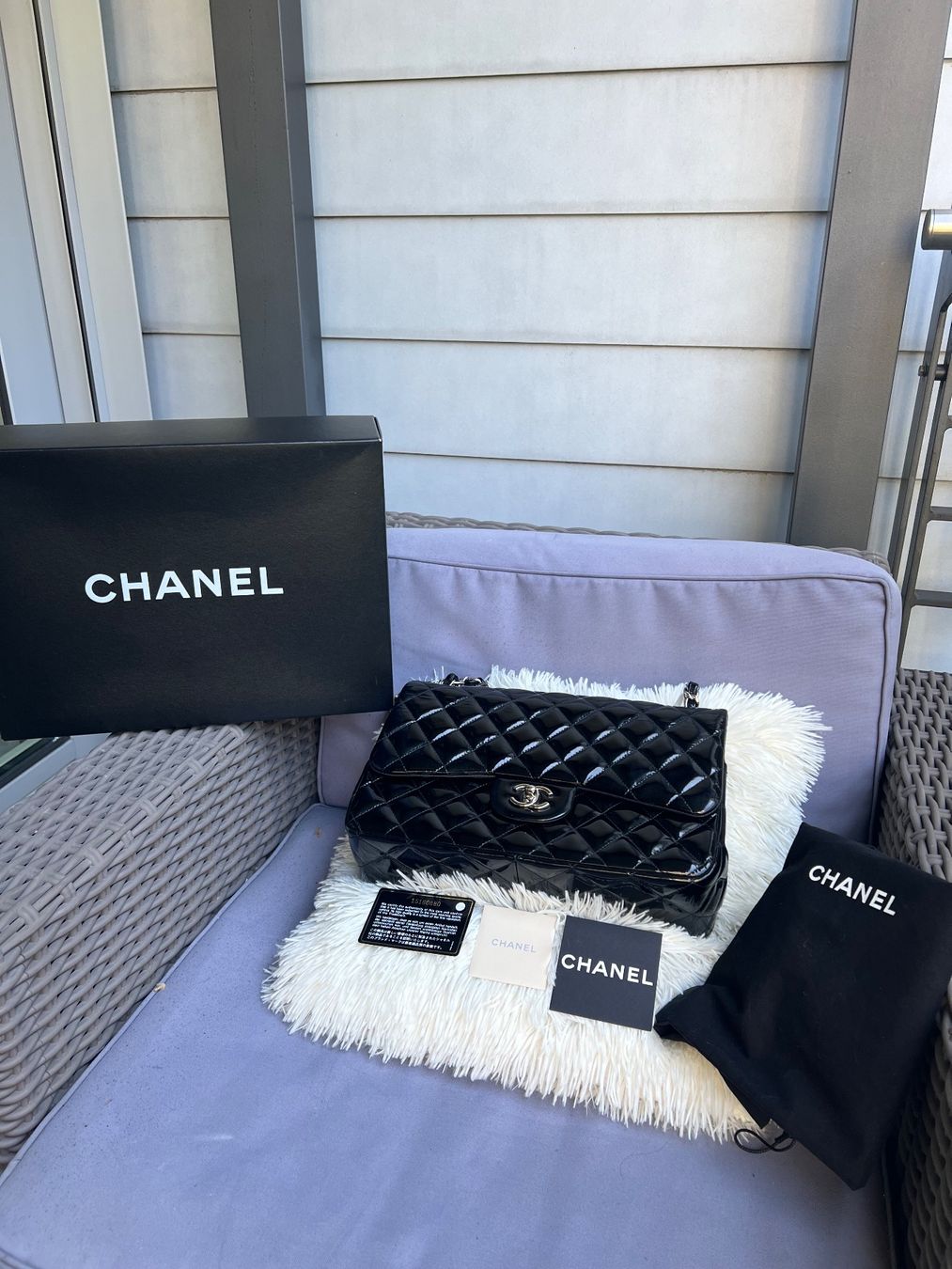 Chanel Borse da donna: Chanel Timeless Double Flap Schwarz Lackleder Jumbo fullset – Usato da Zürich venduto da jia_57tp 9