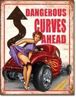 Blechschild-DANGEROUS CURVES AHEAD - 30 X 40 CM