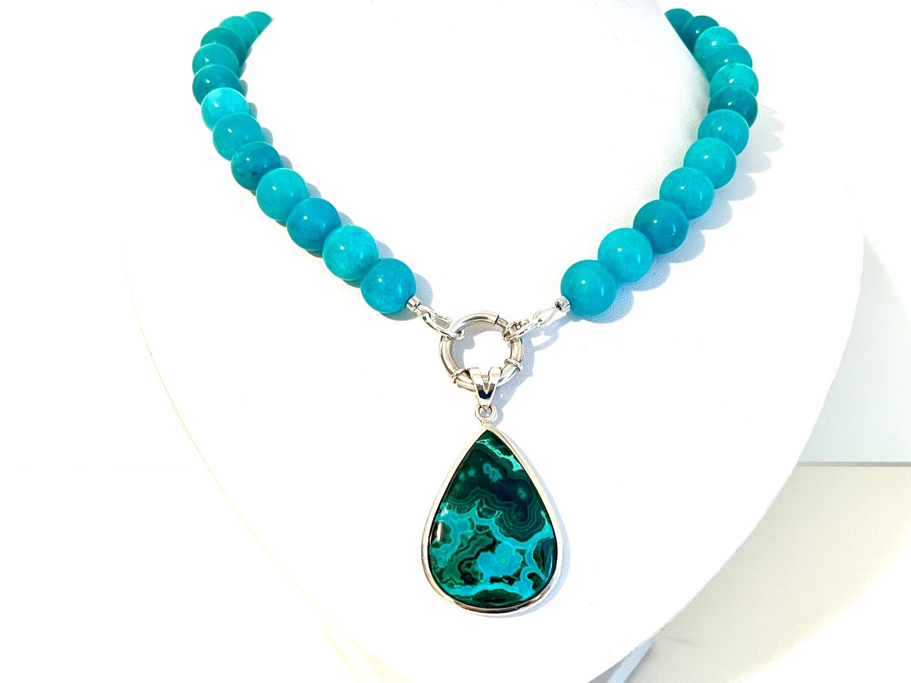 Ketten: Azur Malachite & Amazonit Necklace - Sterling Silver – Neu und originalverpackt aus Rüschlikon von ThereseJewelryDesign 1