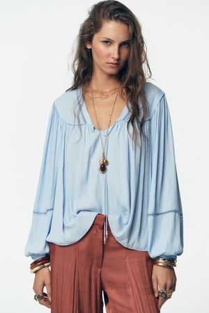 Zara fliessende oversized Bluse, Himmelblau, Gr. M NEU 59.90