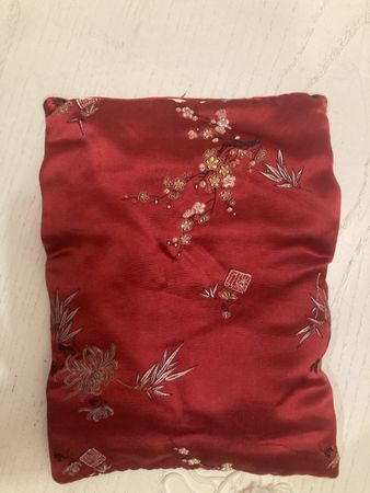 Chinese Style Jewelry Roll Case Red Floral Satin Bag
