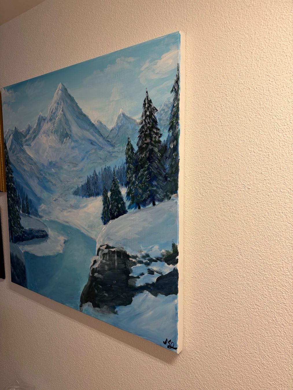 Dipinti: Winter Bergpanorama Gemälde, Handgemalt, 100x100 cm – Nuovo e nell'imballaggio originale da Pfäffikon SZ venduto da Andrei_Moro_Kunst 4
