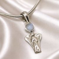 Engel Mondstein Anhänger Echt Silber 925 Schutzengel Klein