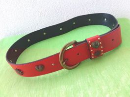 Roter Folklore Gurt mit Edelweiss, 96 cm