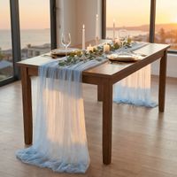 Tischläufer 8 Stück Tüll hellblau Set Hochzeit Geburtstag