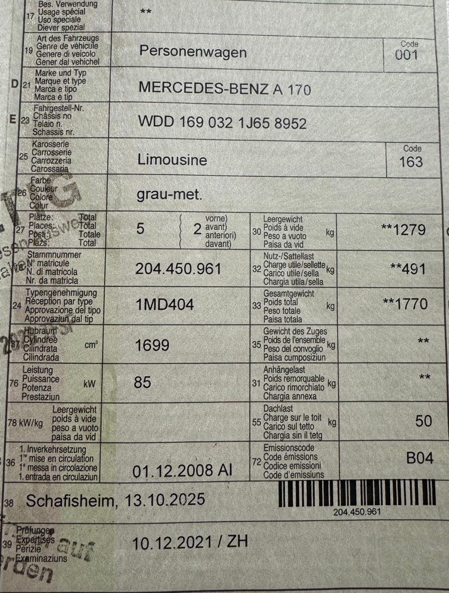 Mercedes-Benz Automobili: Mercedes A170 – Usato da Burg AG venduto da Rl-2390 8