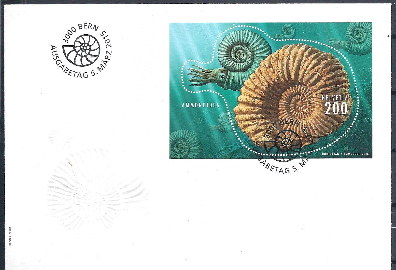 Alle Briefmarken: F1543 - FDC bloc Ammonit – Gebraucht aus Trélex von Phil_Albert