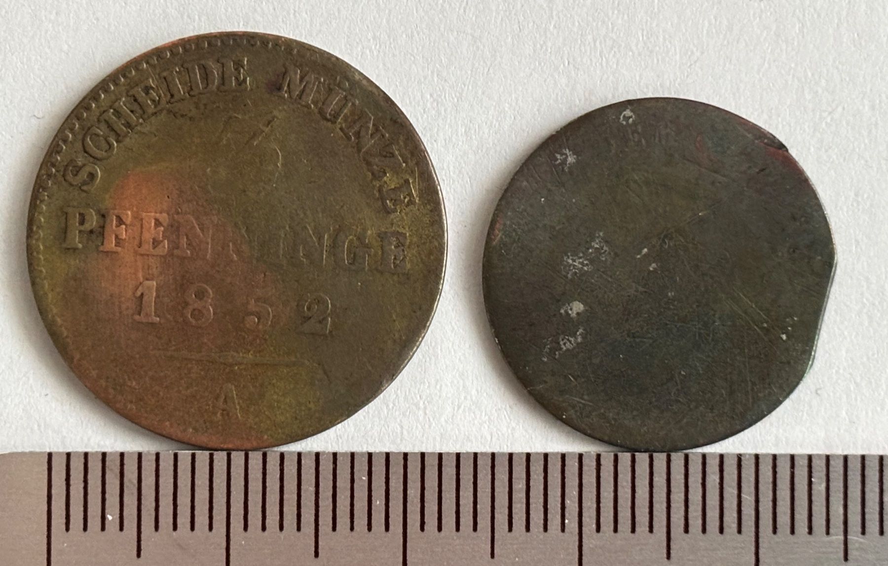 Alle Münzen: 2 Scheidemünzen Preussen 1852 und unbekannt – Gebraucht aus Esslingen von Danielp 2